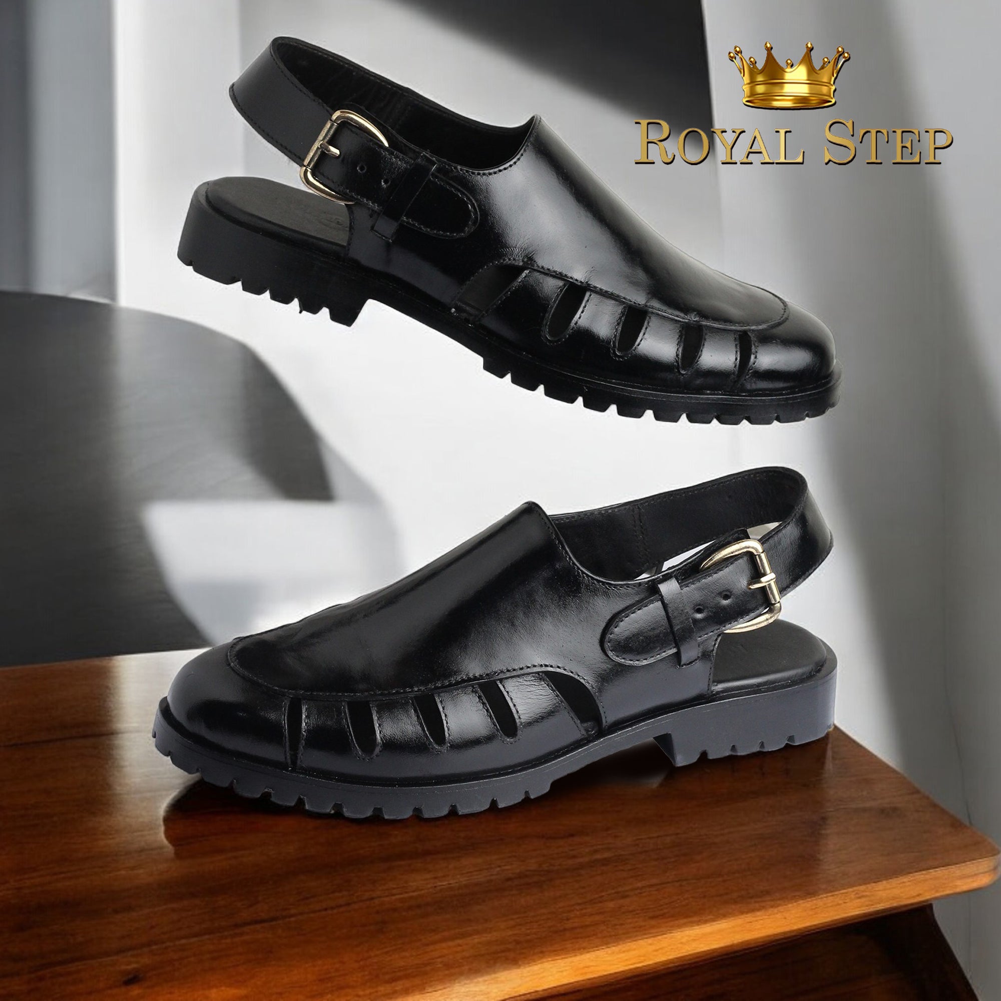 Strap Sandal blk - Premium sandal from ROYAL STEP - Just Rs.9000! Shop now at ROYAL STEP